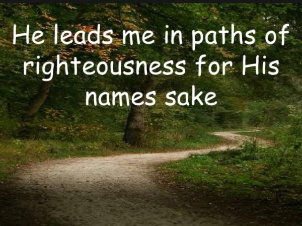He leads me along the paths of righteousness for his names sake