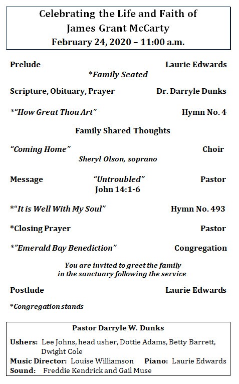 Memorial Service for Jim McCarty (Video)